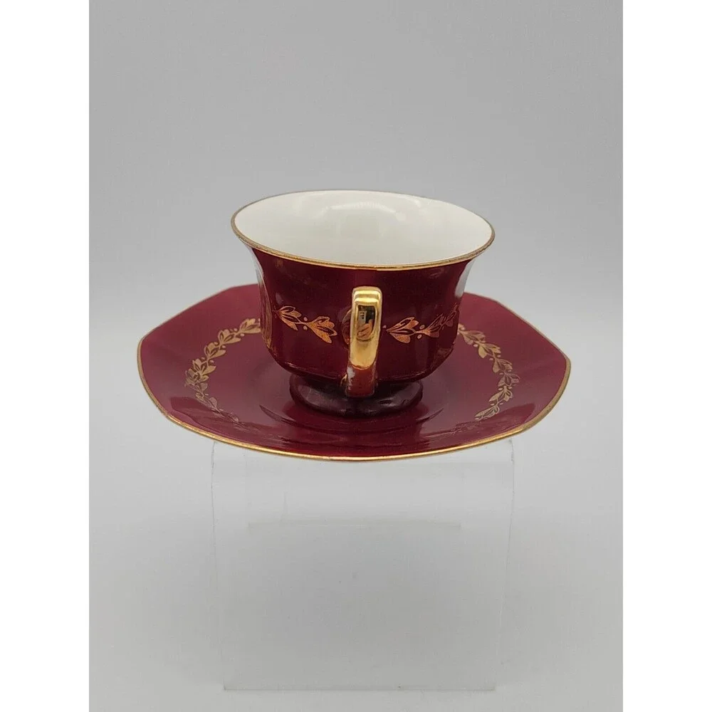 AJ Co Demitasse Teacup & Saucer made in Czechoslovakia Art Nouveau